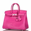 Hermès Birkin 25 Rose Shocking Matte Crocodile Alligator PHW