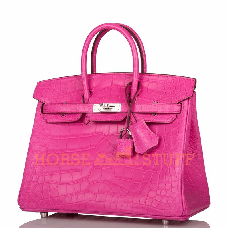 Hermès Birkin 25 Rose Shocking Matte Crocodile Alligator PHW