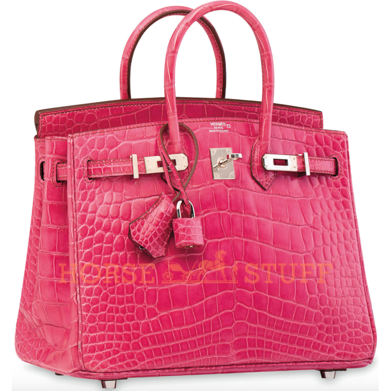 Hermès Birkin 25 Rose Tyrien Lisse Crocodile Alligator PHW