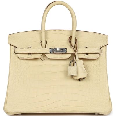 Hermès Birkin 25 Vanilla Matte Crocodile Alligator PHW