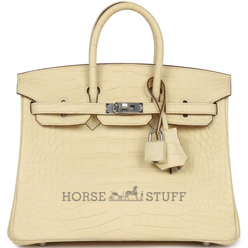 Hermès Birkin 25 Vanilla Matte Crocodile Alligator PHW