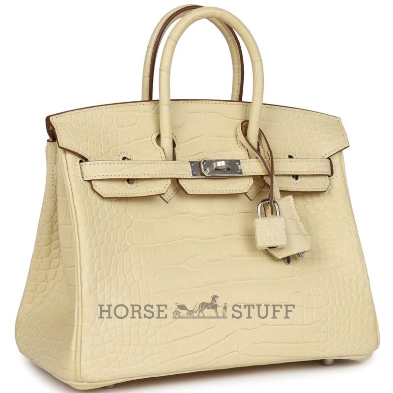 Hermès Birkin 25 Vanilla Matte Crocodile Alligator PHW
