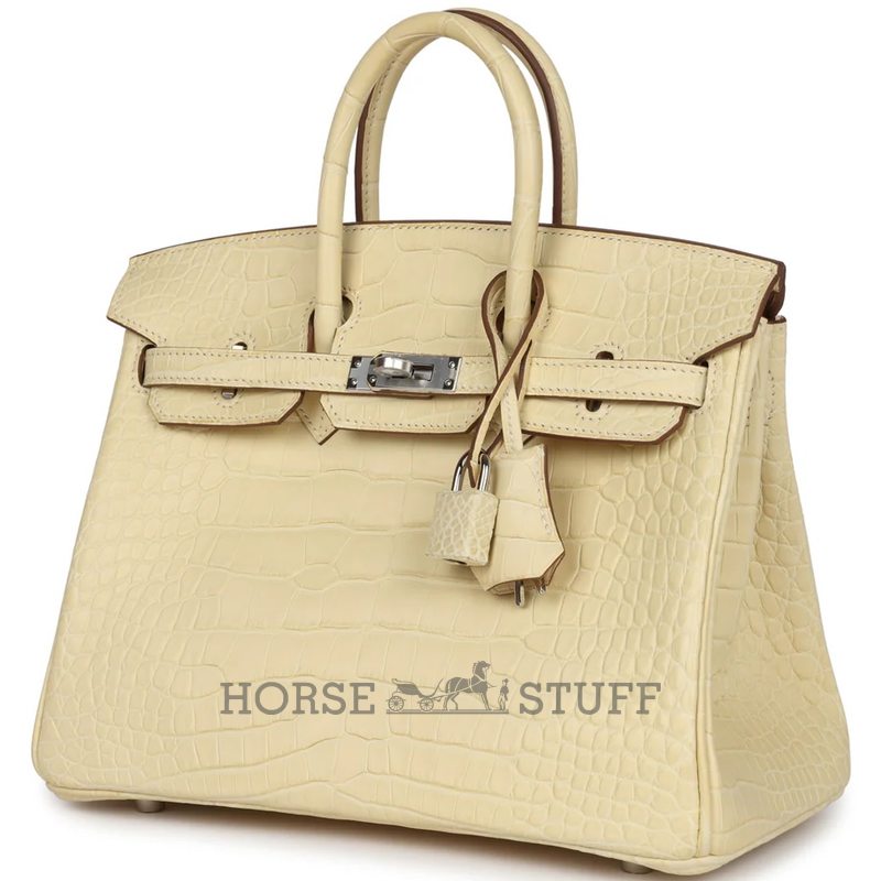 Hermès Birkin 25 Vanilla Matte Crocodile Alligator PHW