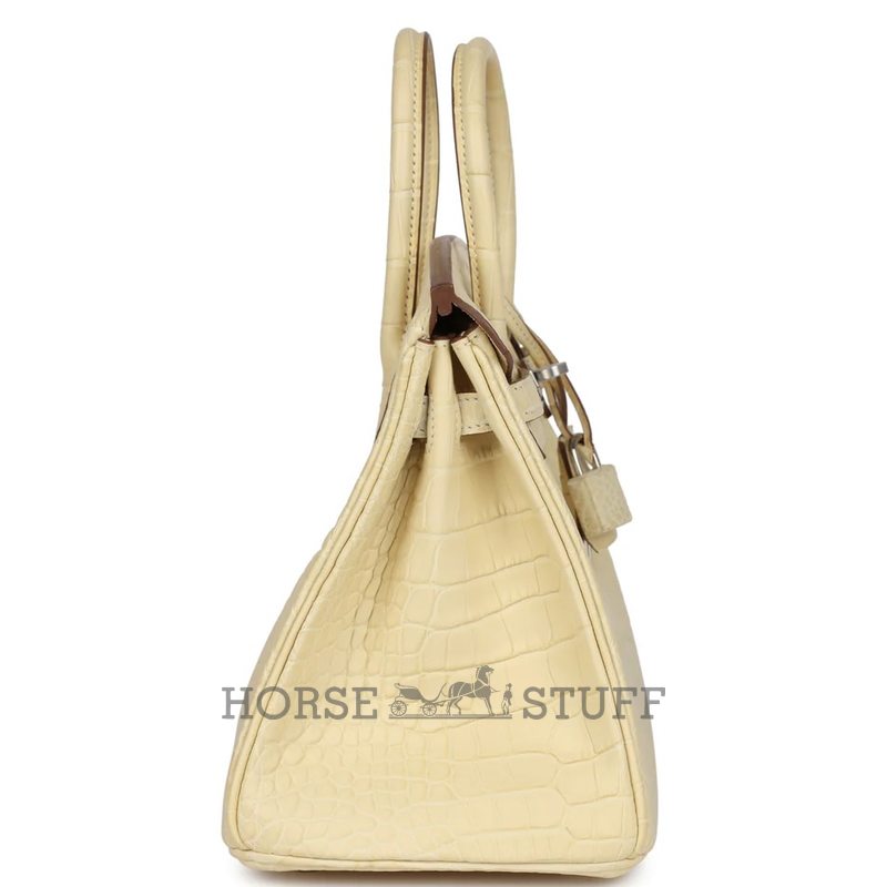 Hermès Birkin 25 Vanilla Matte Crocodile Alligator PHW