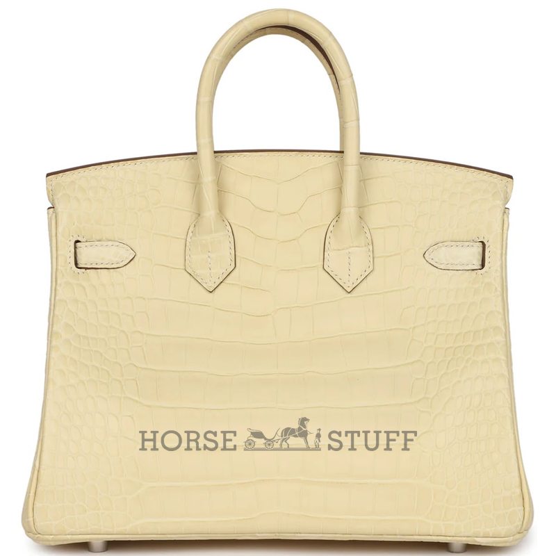 Hermès Birkin 25 Vanilla Matte Crocodile Alligator PHW