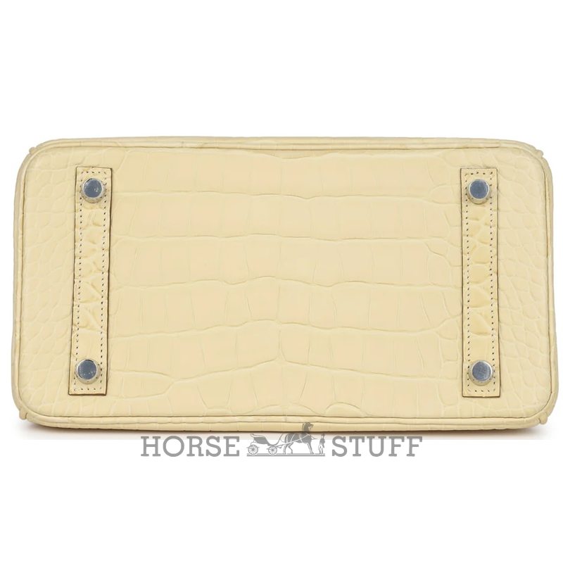 Hermès Birkin 25 Vanilla Matte Crocodile Alligator PHW