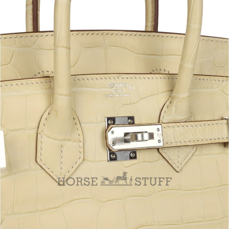 Hermès Birkin 25 Vanilla Matte Crocodile Alligator PHW