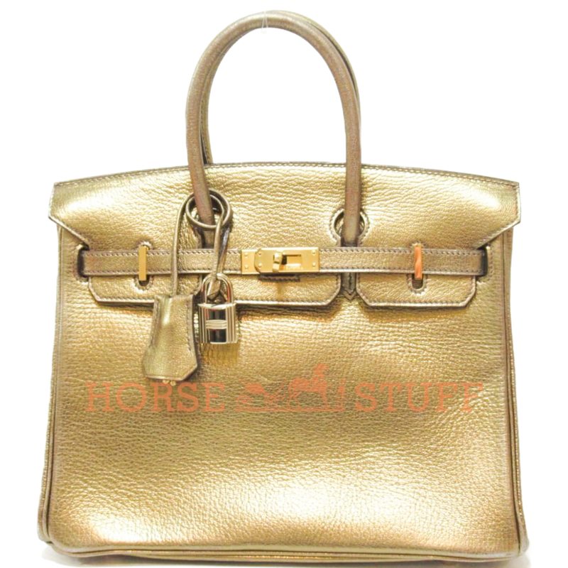 Hermès Birkin 25 Exceptional Super Rare Metallic Gold Chèvre Mysore GHW