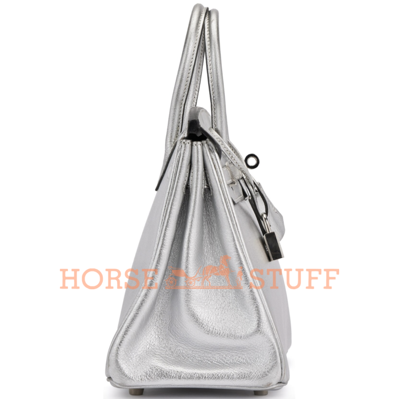 Hermès Birkin 25 Exceptional Super Rare Metallic Silver Chèvre Mysore PHW