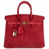 Hermès Birkin 25 Rouge Vif Doblis Suede GHW