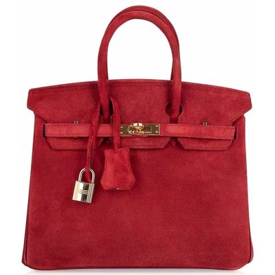 Hermès Birkin 25 Rouge Vif Doblis Suede GHW