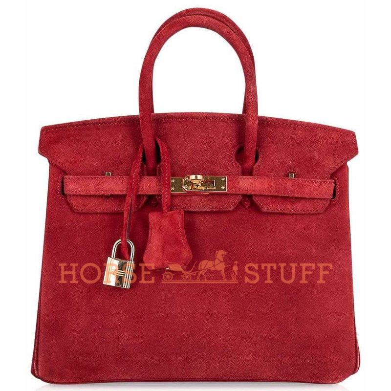 Hermès Birkin 25 Rouge Vif Doblis Suede GHW