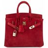 Hermès Birkin 25 Rouge Vif Doblis Suede GHW