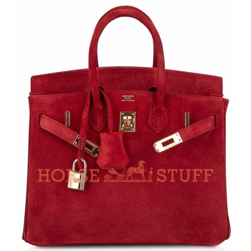 Hermès Birkin 25 Rouge Vif Doblis Suede GHW