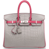 Hermès Birkin 25 Special Order HSS Gris Perle / Rose Extreme Matte Crocodile Alligator BPHW