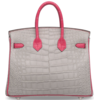 Hermès Birkin 25 Special Order HSS Gris Perle / Rose Extreme Matte Crocodile Alligator BPHW