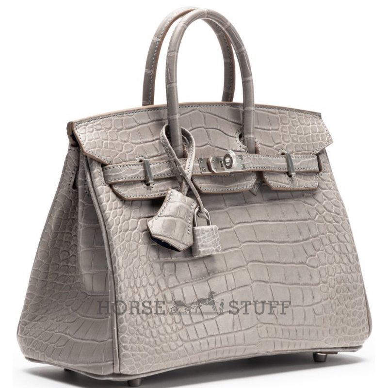 Hermès Birkin 25 Special Order HSS Verso Gris Perle / Deep Blue Matte Crocodile Alligator BPHW