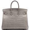 Hermès Birkin 25 Special Order HSS Verso Gris Perle / Deep Blue Matte Crocodile Alligator BPHW