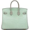 Hermès Birkin 25 Special Order HSS Vert d'Eau / Gris Perle Matte Crocodile Alligator BPHW