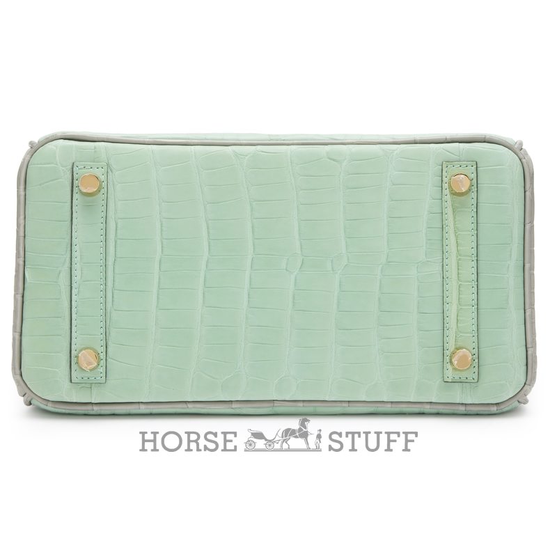 Hermès Birkin 25 Special Order HSS Vert d'Eau / Gris Perle Matte Crocodile Alligator BPHW