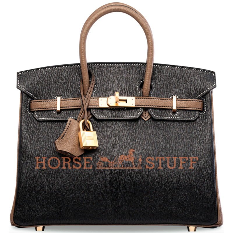 Hermès Birkin 25 Special Order HSS Black / Etoupe Chevre BGHW