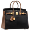 Hermès Birkin 25 Special Order HSS Black / Etoupe Chevre BGHW