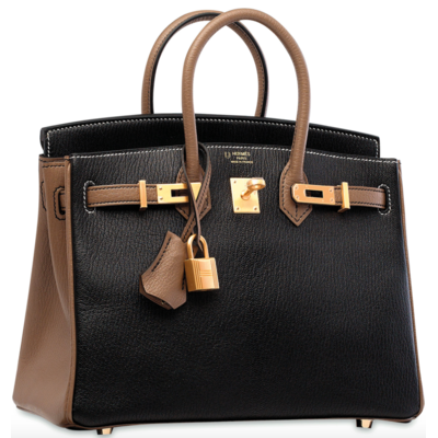Hermès Birkin 25 Special Order HSS Black / Etoupe Chevre BGHW