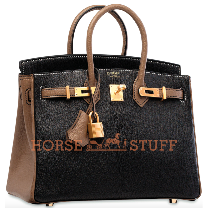 Hermès Birkin 25 Special Order HSS Black / Etoupe Chevre BGHW