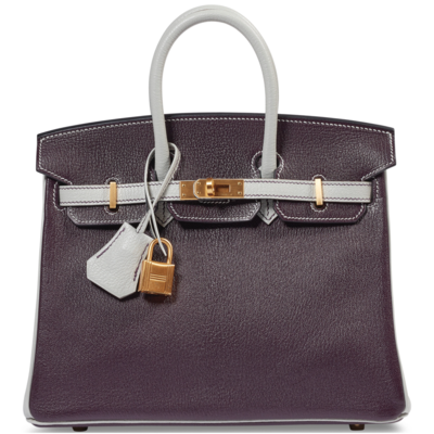 Hermès Birkin 25 Special Order HSS Raisin / Blue Glacier Chevre BGHW