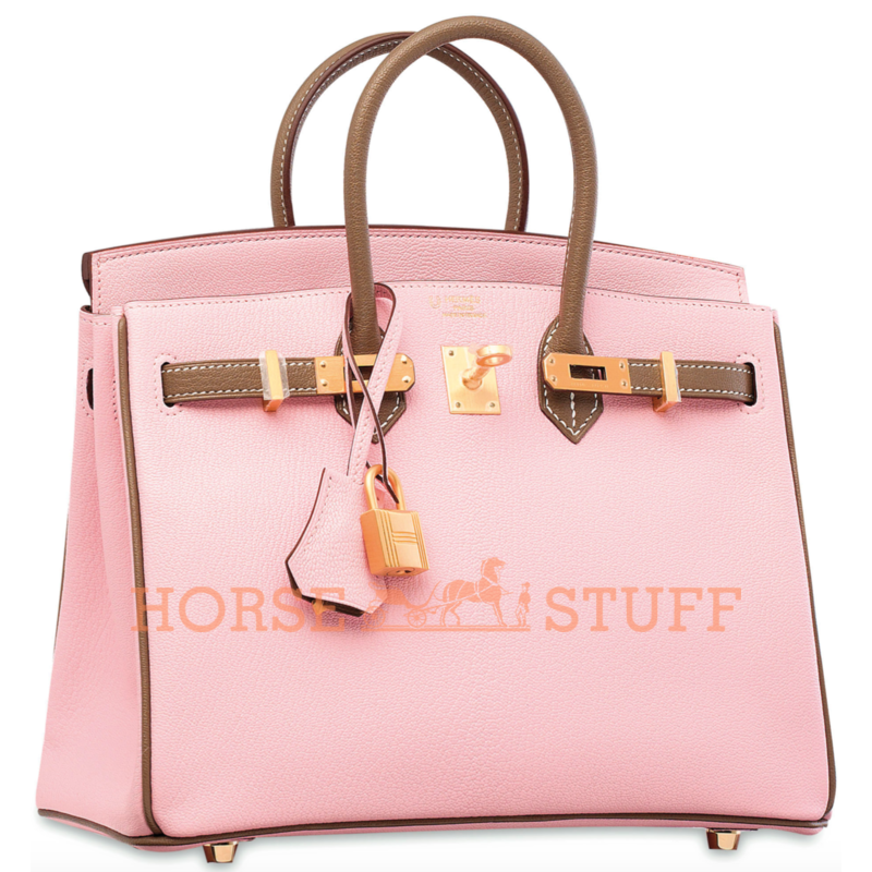 Hermès Birkin 25 Special Order HSS Rose Sakura / Etoupe Chevre BGHW