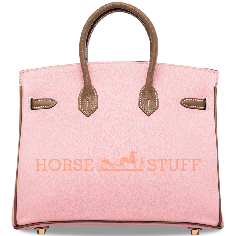 Hermès Birkin 25 Special Order HSS Rose Sakura / Etoupe Chevre BGHW