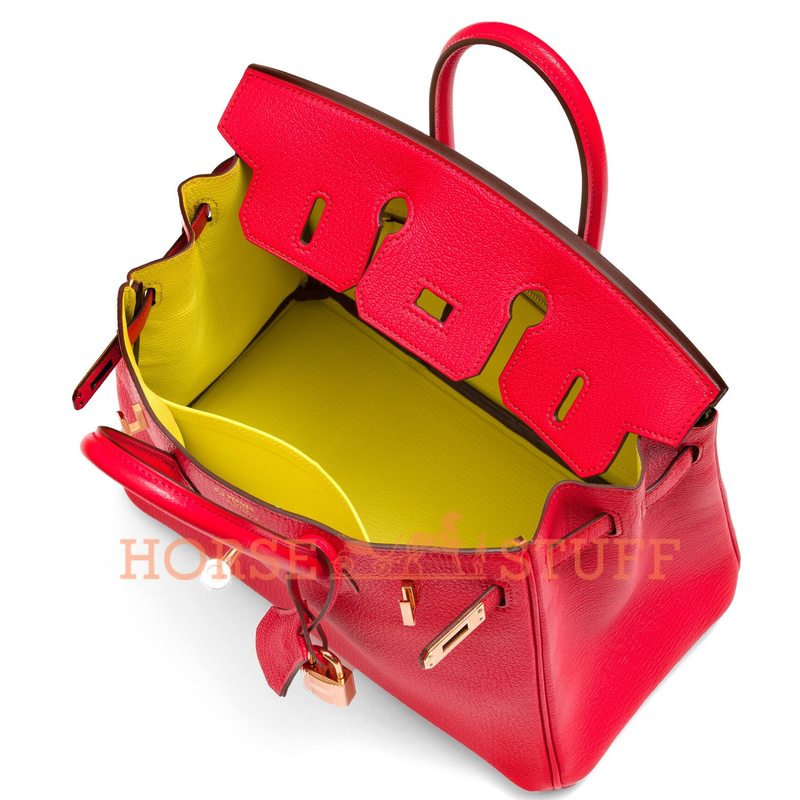 Hermès Birkin 25 Special Order HSS Verso Rouge de Coeur / Lime Chèvre GHW