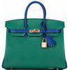 Hermès Birkin 25 Special Order HSS Vert Vertigo / Blue Electrique Chèvre RGHW