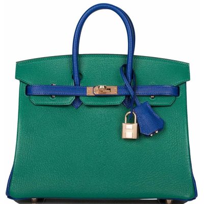 Hermès Birkin 25 Special Order HSS Vert Vertigo / Blue Electrique Chèvre RGHW 