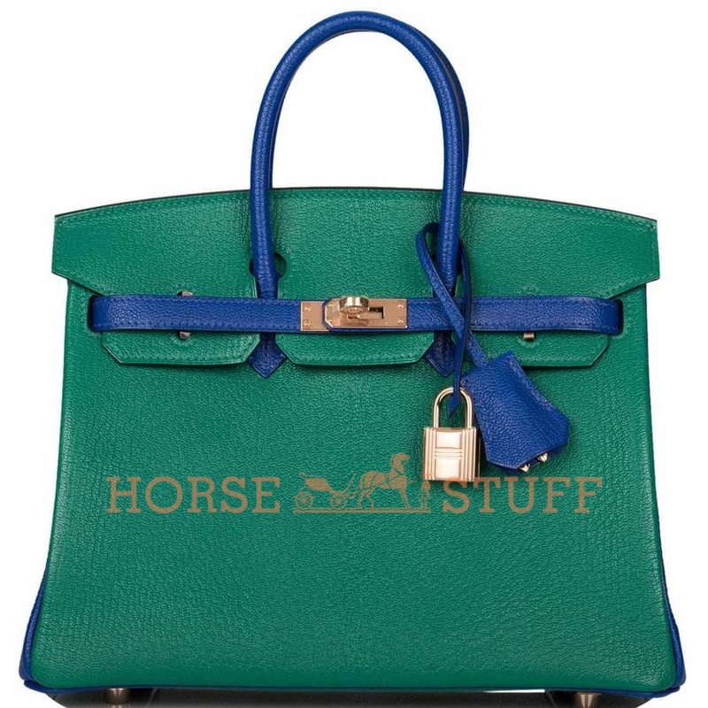 Hermès Birkin 25 Special Order HSS Vert Vertigo / Blue Electrique Chèvre RGHW