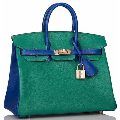 Hermès Birkin 25 Special Order HSS Vert Vertigo / Blue Electrique Chèvre RGHW 