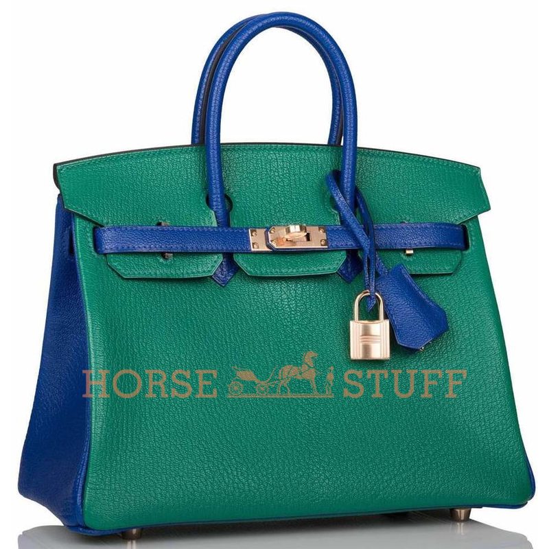 Hermès Birkin 25 Special Order HSS Vert Vertigo / Blue Electrique Chèvre RGHW