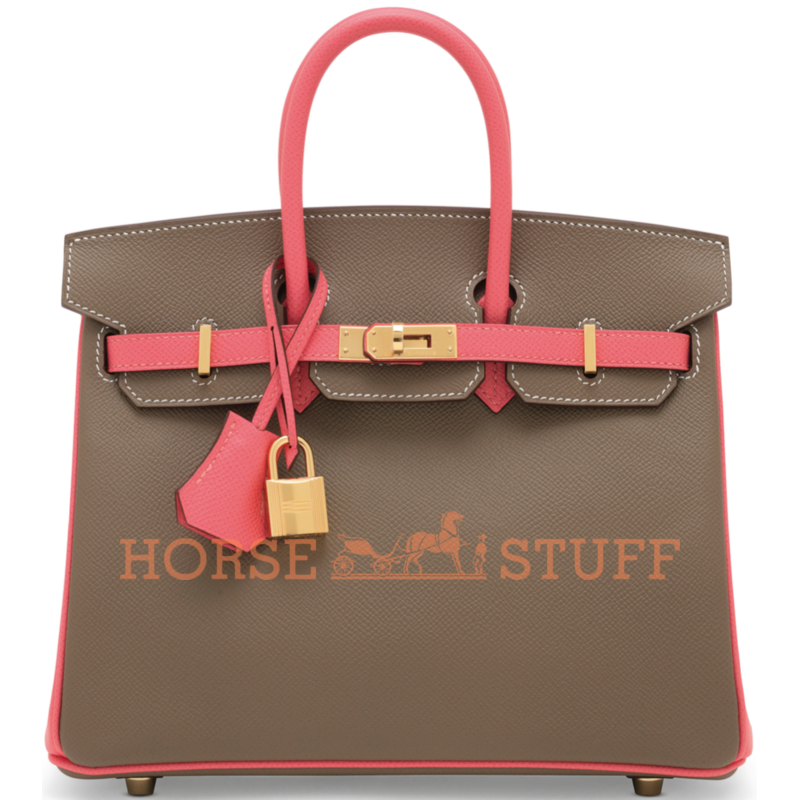 Hermès Birkin 25 Special Order HSS Etoupe / Rose Azalee Epsom GHW