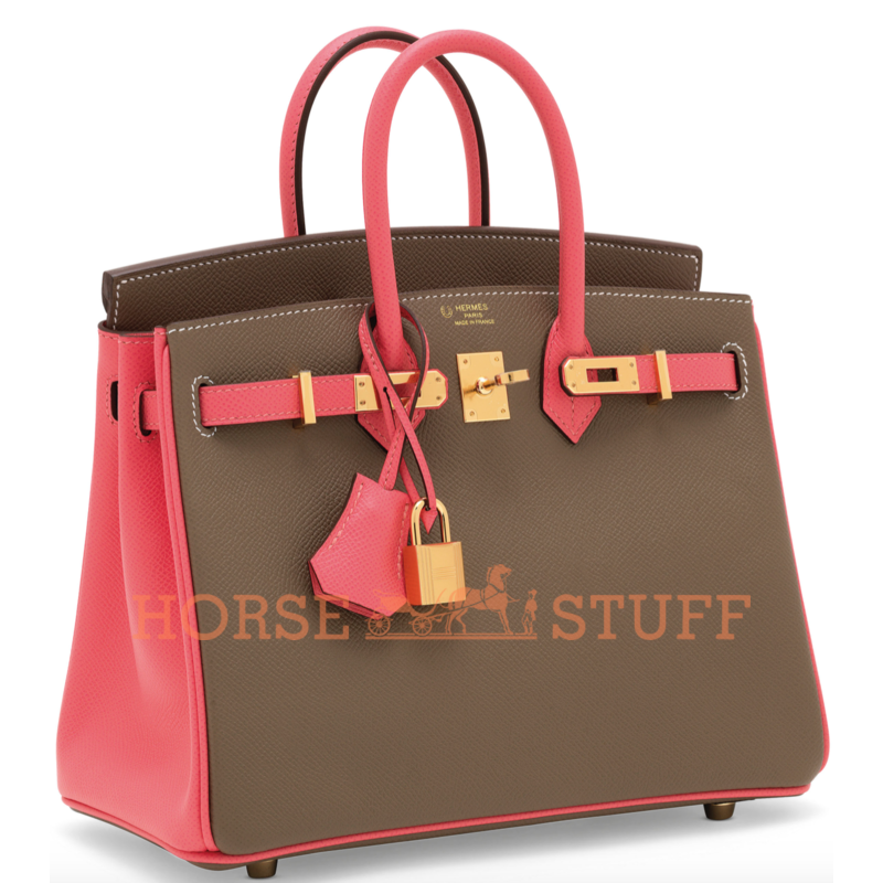 Hermès Birkin 25 Special Order HSS Etoupe / Rose Azalee Epsom GHW