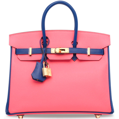 Hermès Birkin 25 Special Order HSS Rose Azalee / Blue Electrique Epsom GHW