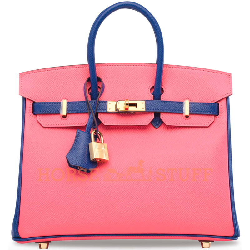 Hermès Birkin 25 Special Order HSS Rose Azalee / Blue Electrique Epsom GHW