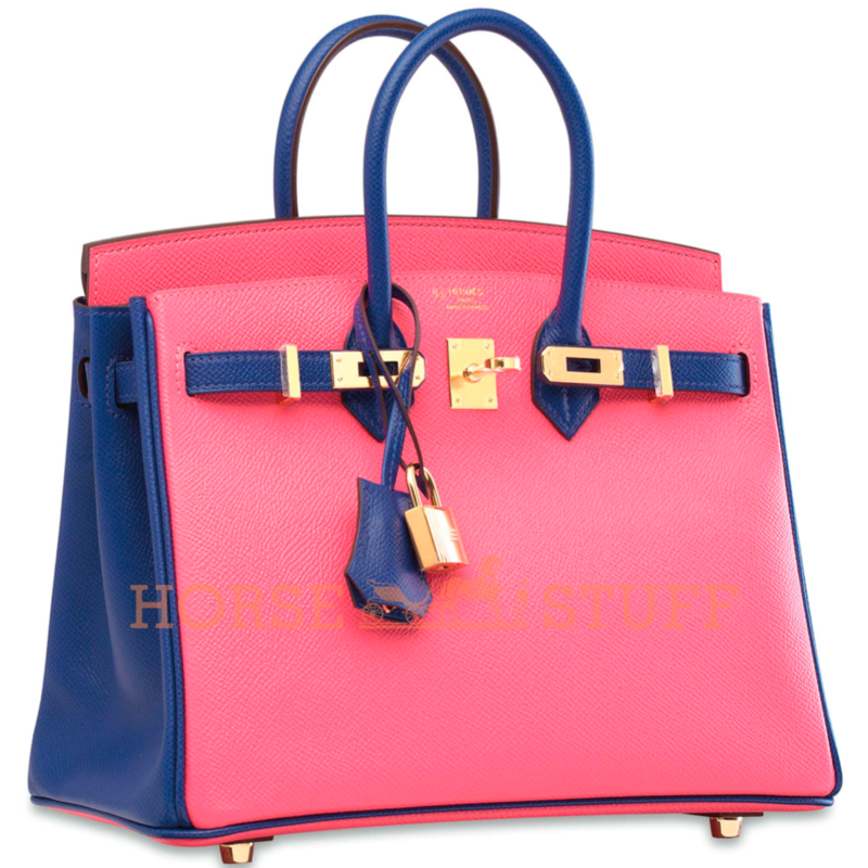 Hermès Birkin 25 Special Order HSS Rose Azalee / Blue Electrique Epsom GHW