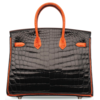 Hermès Birkin 25 Special Order HSS Black / Orange Lisse Crocodile Niloticus PHW