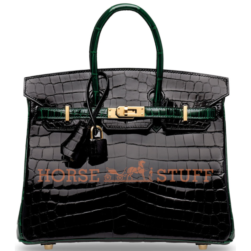 Hermès Birkin 25 Special Order HSS Black / Vert Fonce Lisse Crocodile Niloticus GHW