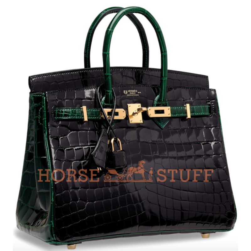 Hermès Birkin 25 Special Order HSS Black / Vert Fonce Lisse Crocodile Niloticus GHW