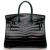 Hermès Birkin 25 Special Order HSS Black / Vert Fonce Lisse Crocodile Niloticus GHW