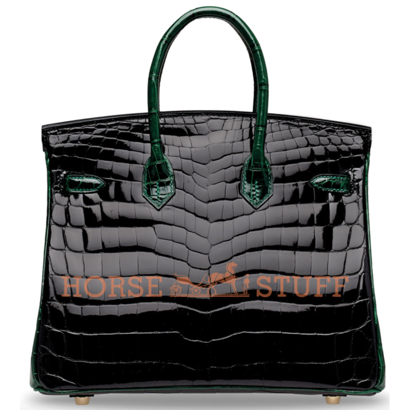 Hermès Birkin 25 Special Order HSS Black / Vert Fonce Lisse Crocodile Niloticus GHW