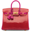 Hermès Birkin 25 Special Order HSS Braise / Rose Scheherazade Lisse Crocodile Niloticus BGHW