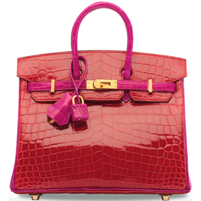 Hermès Birkin 25 Special Order HSS Braise / Rose Scheherazade Lisse Crocodile Niloticus BGHW