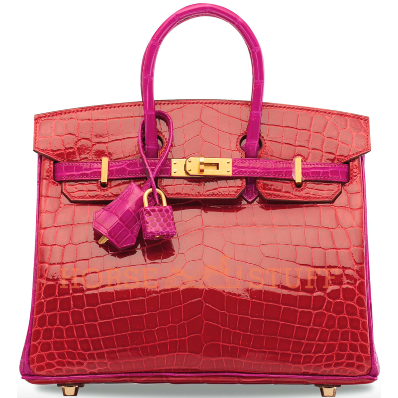 Hermès Birkin 25 Special Order HSS Braise / Rose Scheherazade Lisse Crocodile Niloticus BGHW